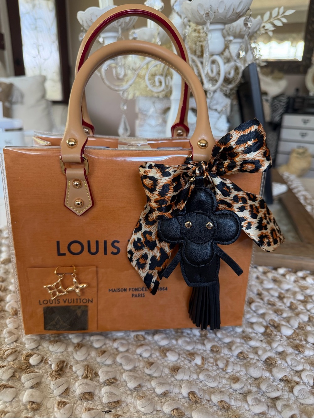 Authentic Louis Vuitton shopping bag 
Orange Clear Tote upcycled enclosed in pvc